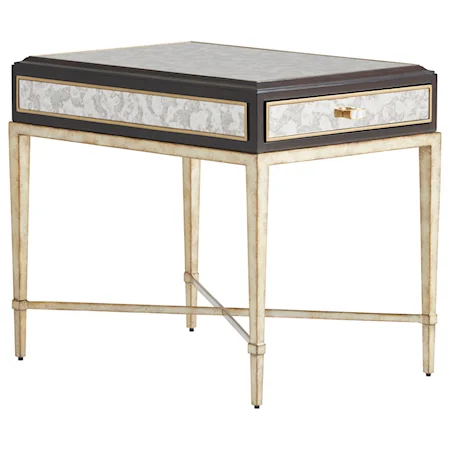 Millbrook 1-Drawer End Table with Antiqued Mirror Top